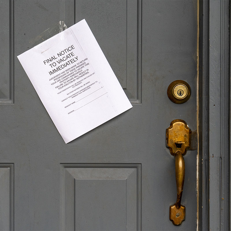 eviction notice on a door